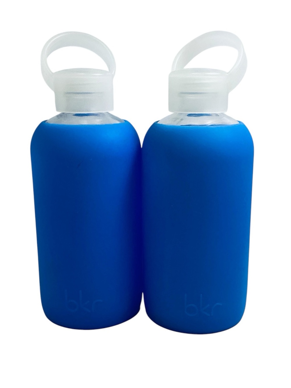 🐵 BKR Blue Silicone Sleeve Glass Water Bottles – 2pc.